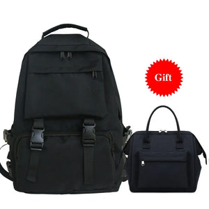 Nylon Backpack Solid Shoulder Bag Casual Women Backpack