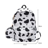 Nylon Backpack Girls Cow Letter Print School Book Bags Daily Travel Rucksack