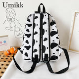 Nylon Backpack Students Girls Cow Letter Print Casual Shoulder School Book Bags
