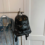 Nylon Backpack Women Cotton Feather Down School Backpack Purse Medium Metallic
