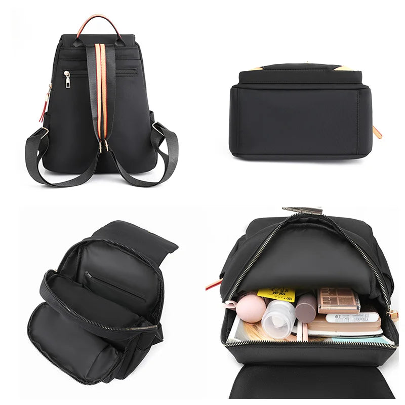 Nylon Backpack Women Vintage School Bags Casual Mochilas