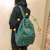 Nylon Backpack Women Zipper Large Capacity Harajuku Casual Travel Schoolbags
