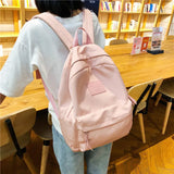 Nylon Backpack Women Zipper Large Capacity Harajuku Casual Travel Schoolbags