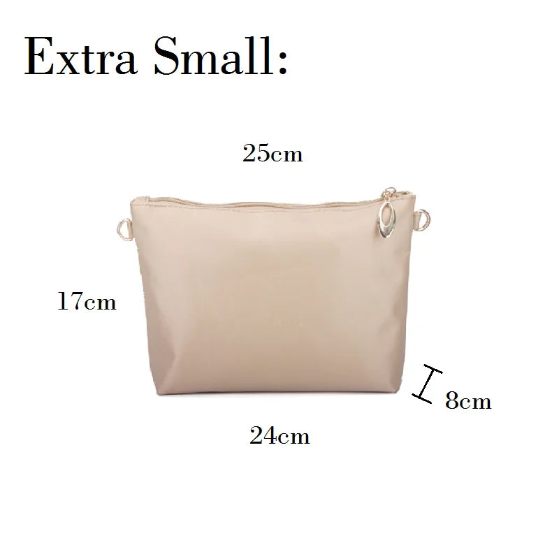 Nylon Zippered Purse Organizer Bag Insert with Multiple Pockets