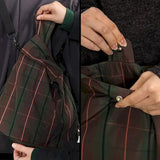 Nylon Check Casual Handbag Messenger Bag for Women