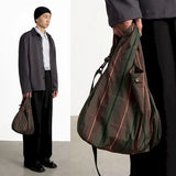 Nylon Check Casual Handbag Messenger Bag for Women