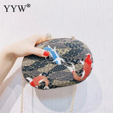 Nylon Fish Pattern Crossbody Shoulder Bag Embroidered Clutch Purse