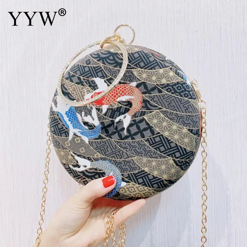 Nylon Fish Pattern Crossbody Shoulder Bag Embroidered Clutch Purse