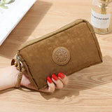 Nylon Clutch Purse Long Wallet Three Layer Purses Large Capacity Zipper Wallets