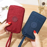 Nylon Clutch Purse Long Wallet Three Layer Purses Large Capacity Zipper Wallets
