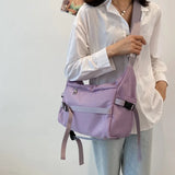 Purple Nylon Crossbody Bag for Women Large Capacity Handbag
