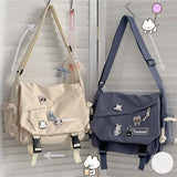 Nylon Crossbody Bag Large Capacity Handbag Solid Color Ladies Messenger
