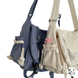 Nylon Crossbody Bag Large Capacity Handbag Solid Color Ladies Messenger