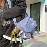Nylon Crossbody Bag Large Capacity Handbag Solid Color Ladies Messenger