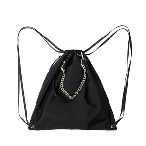 Nylon Drawstring Bags Men Women Chain Tassel Big Totes Backpacks