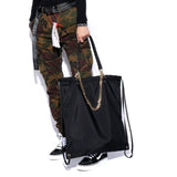 Nylon Drawstring Bags Men Women Chain Tassel Big Totes Backpacks