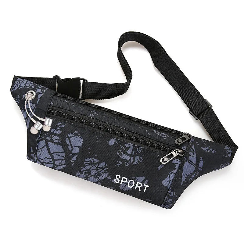 Nylon Fanny Pack Waist Banana Bag with Earphone Hole