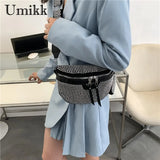 Nylon Fanny Waist Bags Women Semicircle Casual Zipper