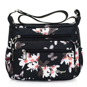 Nylon Floral Crossbody Shoulder Bag for Women