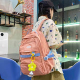 Nylon Flower Pendant Mesh Belt Letter Large-capacity Female Student Backpack