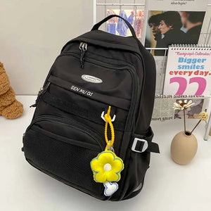 Nylon Flower Pendant Mesh Belt Letter Large-capacity Female Student Backpack