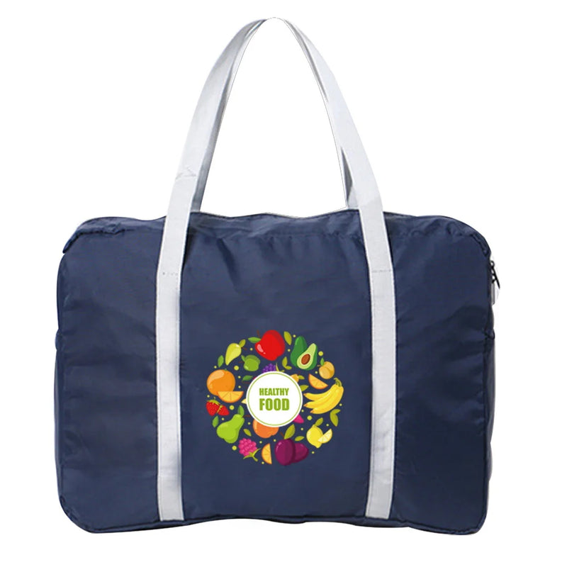 Food Print Nylon Travel Bag Large Capacity Water Proof Handbag