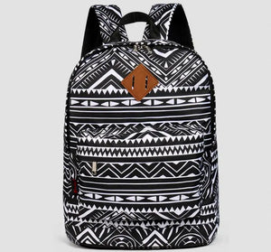 Nylon Geometric Prints Women Backpack Casual Knapsack