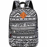 Nylon Geometric Prints Women Backpack Casual Knapsack