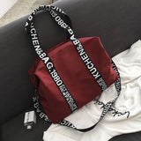 Nylon Large Capacity Shoulder Bag Women English Letter Handbag