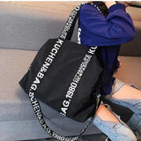 Nylon Large Capacity Shoulder Bag Women English Letter Handbag
