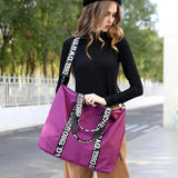 Nylon Large Capacity Shoulder Bag Women English Letter Handbag