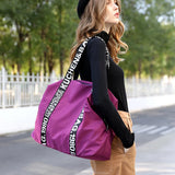 Nylon Large Capacity Shoulder Bag Women English Letter Handbag