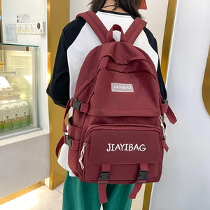 Nylon Large Capacity Women Backpack Waterproof Student School Bag For Girls