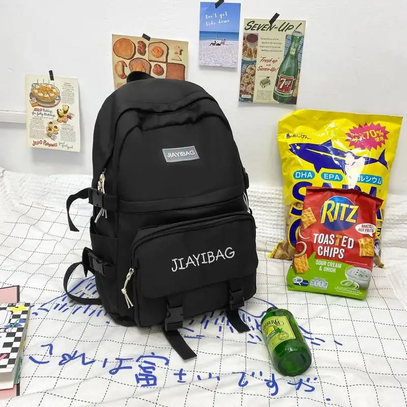 Nylon Large Capacity Women Backpack Waterproof Student School Bag For Girls