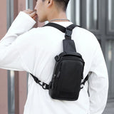 Nylon Men Backpack Rucksack Chest Bags with USB Charging