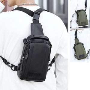 Nylon Men Backpack Rucksack USB Charging Port Military Chest Pack Bag