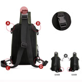 Nylon Men Backpack Rucksack USB Charging Port Military Chest Pack Bag