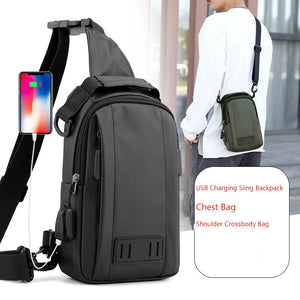Nylon USB Charging Chest Bag Rucksack Travel Women Shoulder Backpack