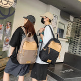 Girls Nylon+PU Patchwork Backpack Big Storage Waterproof Rucksack Organizer