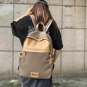 Girls Nylon+PU Patchwork Backpack Big Storage Waterproof Rucksack Organizer