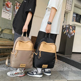 Girls Nylon+PU Patchwork Backpack Big Storage Waterproof Rucksack Organizer