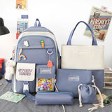 Nylon Packback Bags Women Bag Set with Pencil Bag Lunch Box Backbag