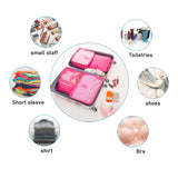 6-Piece Nylon Packing Cube Travel Bag Set for Clothing Organization