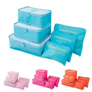 6-Piece Nylon Packing Cube Travel Bag Set for Clothing Organization