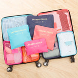 6-Piece Nylon Packing Cube Travel Bag Set for Clothing Organization