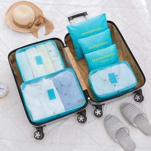 6-Piece Durable Nylon Packing Cube Travel Bag System