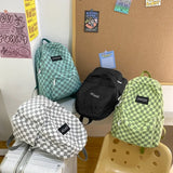 Nylon Plaid Women Backpack School Bag Waterproof Laptop Bags Large Capacity