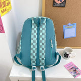 Nylon Plaid Women Backpack School Bag Waterproof Laptop Bags Large Capacity