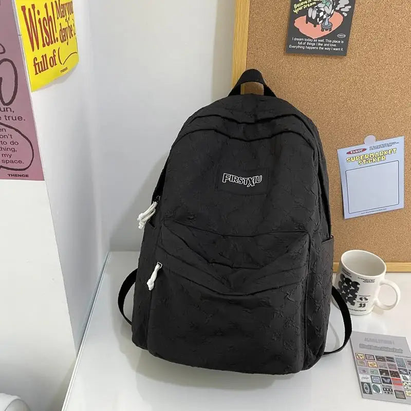 Nylon Plaid Women Backpack School Bag Waterproof Laptop Bags Large Capacity