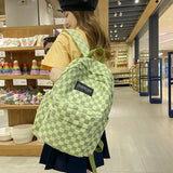 Nylon Plaid Women Backpack School Bag Waterproof Laptop Bags Large Capacity